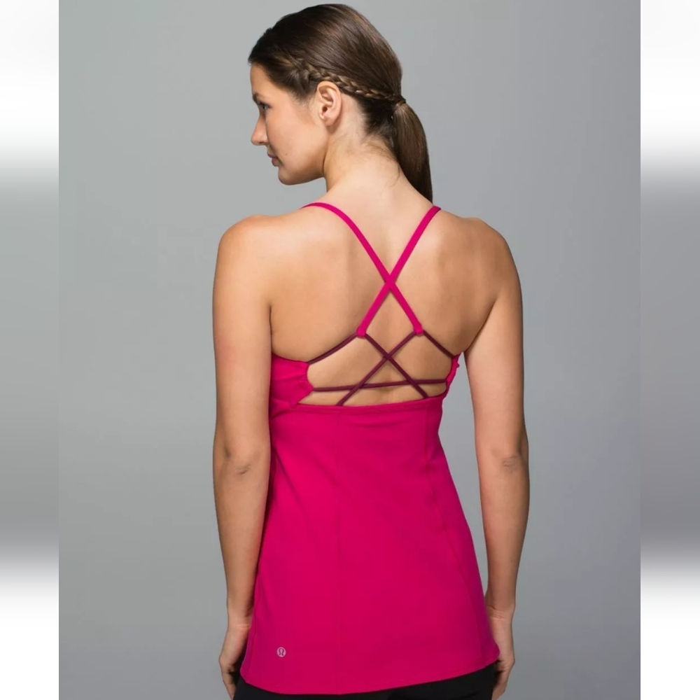 Lululemon‎ Free To Be Wild Tank Top Magenta Pink Strappy Back Yoga Gym Size 4
